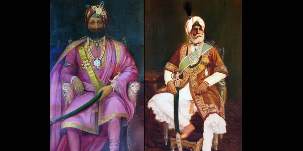 The founder of the princely state of Jammu and Kashmir, Raja Gulab Singh (left); and his son and heir Maharaja Ranbir Singh. (Shiv Kunal Verma/KaleidoIndia)